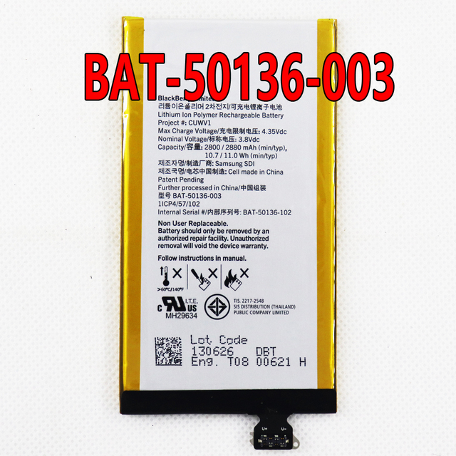 Phone Battery 2880mAh for BlackBerry Bat-50136-003 Z30 Cuwv1 Mobile Phone Battery