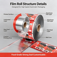 Film laminé imprimé sur mesure, qualité alimentaire, en rouleau, pour emballage plastique, destiné aux machines d'emballage automatique de snacks aux algues.