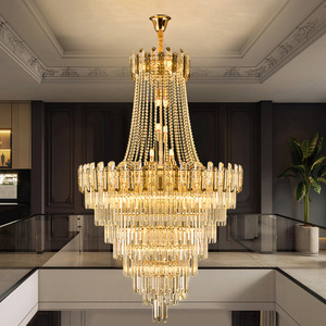 Modern Crystal Chandelier Round Multi Head LED <b>Light</b> For Living Room And Dining Room High Ceiling Villa Luxury <b>Lighting</b> - Product Image 3