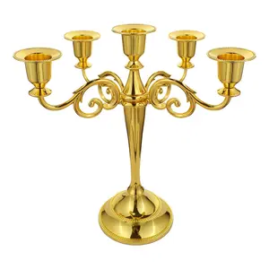 Candelabro Vintage de Metal europeo, decoración de mesa de comedor occidental, soporte para velas de boda de 5 cabezas
