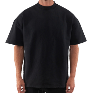 Özel logo Streetwear pamuk boy Boxy Fit t Shirt Mock boyun Tee erkek <span class=keywords><strong>Hip</strong></span> <span class=keywords><strong>Hop</strong></span> giysi ekran baskı ağır T-shirt - Product Image 1