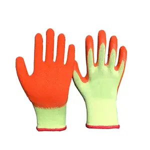 Giá rẻ Red Latex tráng găng tay làm việc Latex Coating Palm cotton dệt kim găng tay an toàn cho xây dựng