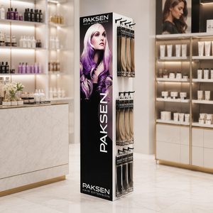 Expositor de cartón corrugado con gancho para pelucas y extensiones de cabello, impresión CMYK, fácil instalación para tiendas minoristas de belleza - Product Image 1