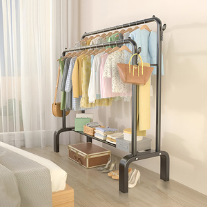 Perchero de Ropa de <span class=keywords><strong>Metal</strong></span> Grueso con Doble Barra y Ganchos, Organizador de Ropa de Gran Capacidad de 150 cm para Dormitorio y Balcón - Product Image 2