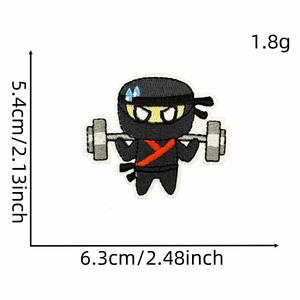 แพทช์ปักลายคอมพิวเตอร์รูปซามูไรตลกๆ สีดำ แบบรีดติด - Product Image 5