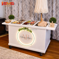 Chariot à bonbons pliable en bois blanc, style moderne et simple, pour décorations d'événements, mariages, fêtes, présentoir de snacks - En promotion