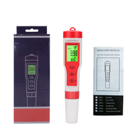 Penguji Air Digital dengan Lampu Latar 4 In 1 EC/TDS/PH/TEMP Kit Penguji Monitor Kualitas Air untuk Kolam Air Minum