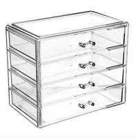 Organisateur de cosmétiques en acrylique transparent empilable à 4 niveaux, boîte de rangement de bureau en plastique avec tiroirs