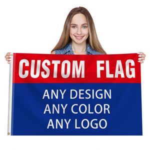 Wholesale 100D Polyester Custom Flags <b>Banners</b> Vivid Blue and Red Colors in Different Sizes - Product Image 6