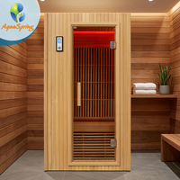 Sauna Infrarroja para 1-2 Personas, Sauna de Madera de Hemlock Canadiense, Bajo EMF, Sauna Interior con Panel de Control Computarizado y Luz de Colores