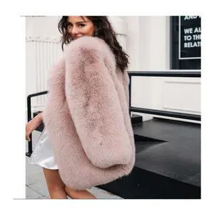 New Design Girls Coat Genuine Fox Fur Lady Coat Glossy Mink Outer Wear