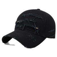 Vintage Distressed Patch Borduurwerk Stippen Fruit Letter 6 Panel Katoen Ademend Baseball Cap Harde Klep Casual Hoed Unisex Vier