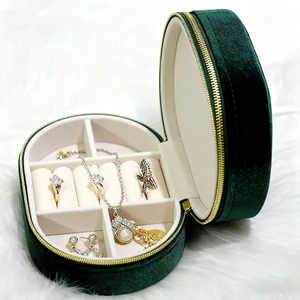 High-End Portable Oval Flannel Zipper Bag Exquisite Travel Jewelry <b>Storage</b> for Earrings Necklaces <b>Rings</b>-Wholesale - Product Image 4