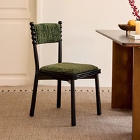 Chaise de salle à manger moderne en bois de caoutchouc avec dossier en tissu chenille doux, style nordique, pour la maison, l'hôtel et la restauration