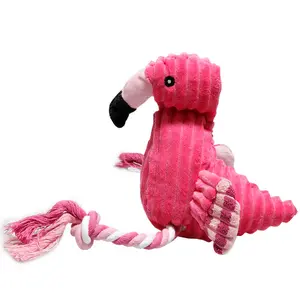 Pet bông sợi dây thừng dệt Flamingo sang trọng Chew Squeaky Dog Dây đồ chơi