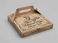 Boîte à pizza en carton ondulé personnalisée avec logo imprimé, avec poignée, écologique, pour emporter, livraison de nourriture, emballage alimentaire
