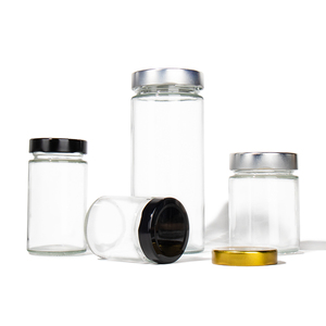 Venta al por mayor de tarro de mermelada de miel de vidrio transparente de boca redonda con tapas de tornillo de metal - Product Image 5