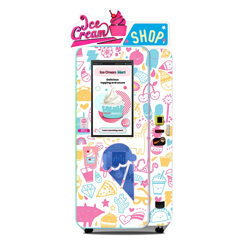 Máquina Expendedora de helados de autoservicio las 24 horas de Haloo, máquina expendedora de alimentos congelados, fabricante de máquinas para batidos