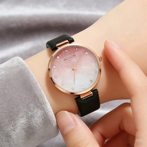 Reloj de cuarzo de aleación de moda deportiva para mujer, con esfera rosa degradada simple, puntero de cristal y diamantes, regalo de cumpleaños - Product Image 3