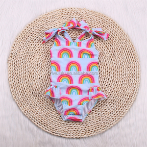 Maillot de bain deux pièces pour filles impression arc-en-ciel maillot de bain d'été pour bébé <span class=keywords><strong>avec</strong></span> doublure - Product Image 3