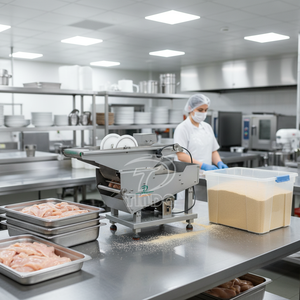 Machine automatique 2-en-1 pour paner et enrober les nuggets industriels, anneaux d'oignon, boulettes de viande, filets de poisson et bâtonnets de poisson - Product Image 1