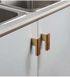 Poignées de porte d'armoire en alliage de zinc et bois, modernes, simples et élégantes, pour tiroirs de cuisine et commodes – Design contemporain durable et facile à installer - Product Image 1