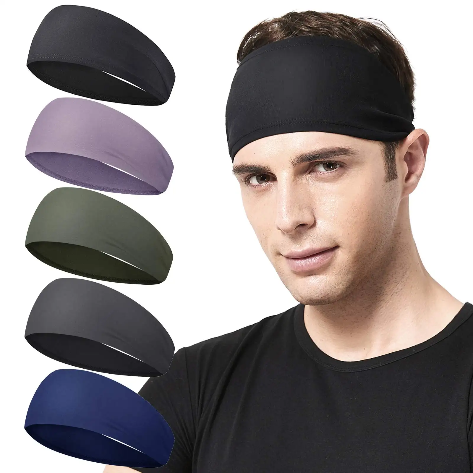 Men Headbands Running Cycling Basketball Sports Accessories Sweat Bands Yoga Fitness Workout Woman Stretchy Unisex Hairband