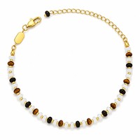 Meilleures ventes 2026 – Bracelets en acier inoxydable plaqué or 18 carats avec perles naturelles de jade blanc et œil de tigre, personnalisables en gros