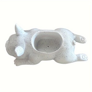 Maceta <span class=keywords><strong>de</strong></span> resina con forma <span class=keywords><strong>de</strong></span> bulldog francés recostado, textura <span class=keywords><strong>de</strong></span> hormigón, para suculentas, decoración nórdica para el hogar y jardín, regalo al por mayor, decoración <span class=keywords><strong>de</strong></span> mesa OEM - Product Image 3