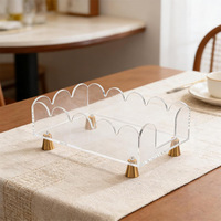 Transparenter Acryl-Serviettenhalter mit Goldmetallbasis Eleganter Taschentuch-Organizer für Esstisch Badezimmer-Waschtisch