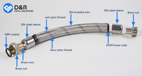 Tuyau tressé en acier inoxydable D&R 201, filetage de diamètre égal 1/2\", 20~100 cm, tuyau flexible d'alimentation en eau pour la plomberie générale