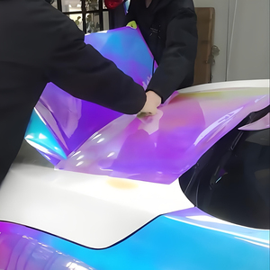 Film vinyle auto brillant holographique arc-en-ciel blanc miroir, autocollant sans bulles d'air, vinyle 3m pour voiture et <span class=keywords><strong>moto</strong></span> - Product Image 4