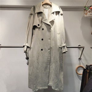 Vente en gros Automne 2026 Nouvelle mode <span class=keywords><strong>Trench</strong></span>-coat long en <span class=keywords><strong>daim</strong></span> synthétique style rétro à double boutonnage et revers pour femme - Product Image 2