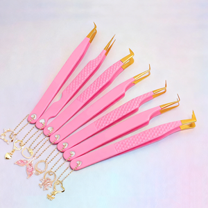 プライベートブランド用ファイバーチップボリュームラッシュピンセット ステンレス製 75° 90° ポインテッドカーブ まつげエクステピンセット - Product Image 5