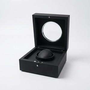 Square <b>Black</b> <b>Watch</b> Box with Faux Leather Interior Snap Closure Dustproof Case for Luxury <b>Watches</b> - Product Image 4
