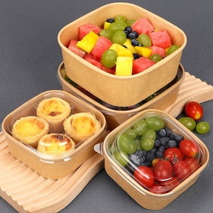 Brown Paper Square Food Trays Disposable Kraft Paper Lunch Box Rice Bento Takeaway Box Fast Food Paper Containers