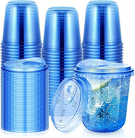 Gobelets jetables en plastique PET rose 12 oz, couleurs assorties bleu, jaune, noir, personnalisables pour eau minérale, café, jus, thé