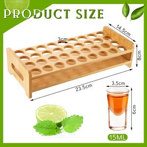 Soporte <span class=keywords><strong>de</strong></span> Bambú Natural para Vasos <span class=keywords><strong>de</strong></span> Chupito, Bandeja para Botellas con 24 Vasos <span class=keywords><strong>de</strong></span> <span class=keywords><strong>Vino</strong></span> para Club, Bar, Fiesta - Product Image 5