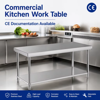 Table de travail de cuisine commerciale en acier inoxydable personnalisable Nouvel équipement de cuisine d'hôtel et de restaurant pour poste de travail de préparation des aliments