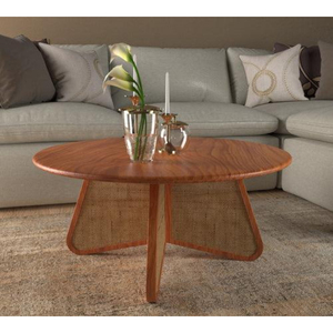 Midcentury Modern <b>Wood</b> Coffee <b>Table</b> Handmade Round Design Living Room Furniture <b>Solid</b> <b>Wood</b> <b>Top</b> and Frame - Product Image 2