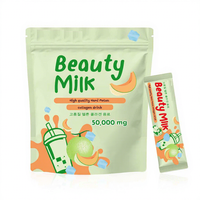 Poudre de Collagène et Glutathion Beauté Lait Fraise 50 000mg pour Éclaircissement de la Peau, Éclat, Soutien des Cheveux et des Ongles, Complément Alimentaire