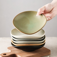 Motif de plante jetable de style japonais transfrontalier en céramique Hot Pot Dip Spit Bone Plate Creative Retro Snack Dessert Vaisselle