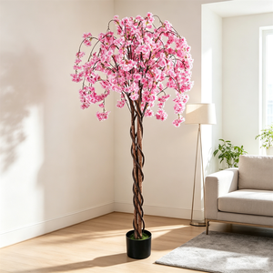 Árbol de Flores de Cerezo Artificial en Maceta, Árbol de Sakura de Tamaño Personalizado para Vestíbulo de Hotel, Renovación de Interiores de Resort, Decoración de Paisajismo - Product Image 1
