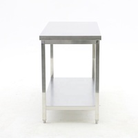 Table de travail en acier inoxydable pour cuisine commerciale et restaurant, avec tube carré, 2 niveaux, table de préparation des aliments