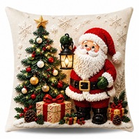 Housses de coussin carrées à thème de Noël en stock pour hôtels, hôpitaux, décoration intérieure, style zippé, OEM disponible