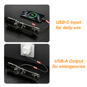 <span class=keywords><strong>Linterna</strong></span> Táctica <span class=keywords><strong>LED</strong></span> Recargable USB Brightenlux Zoom Súper Brillante de Alta Potencia, Impermeable, 26650, 1000 Lúmenes, con Banco de Energía - Product Image 5
