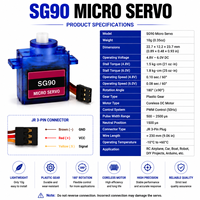 SG90 微型遥控伺服电机 180 度迷你伺服电机 塑料齿轮 3 针连接器 适用于遥控机器人 DIY Arduino