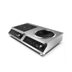 Cuisinière à induction commerciale double à deux brûleurs horizontaux en acier inoxydable 304, 7000W 220V, noire, haute puissance, pour le commerce extérieur en Asie du Sud-Est - Product Image 4
