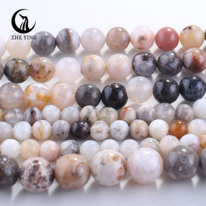 Zhe Ying 6/8/10mm perles d'agate de bambou perles de pierre pour la fabrication de bijoux perles d'agate de bambou - Product Image 5