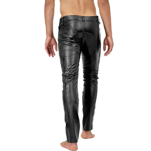 Pantalones de cuero clásicos para hombre, duraderos, cómodos, con un estilo elegante, hechos de cuero genuino suave, para uso en exteriores. - Product Image 4